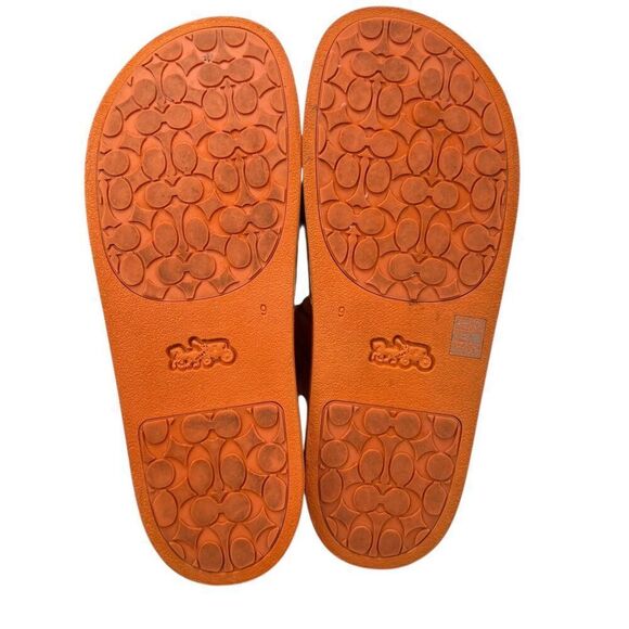 Coach Teddy Bear Udele Pool Slide Sandals Orange/Beige Size 9B - Picture 6 of 8